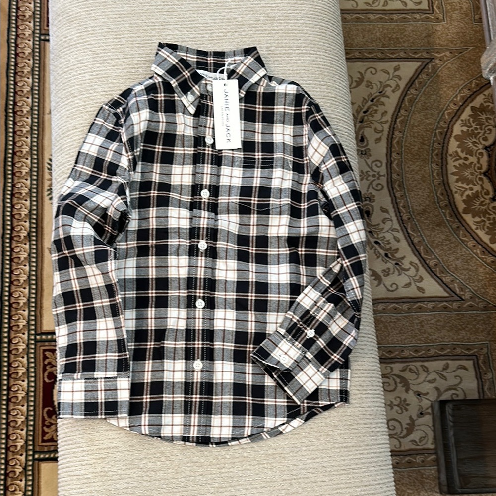 Janie and Jack Black and White Casual Button Down Shirt